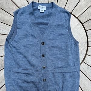 Spier & Mackay Men's Merino Wool Sleeveless Cardigan, Slate Blue, XS